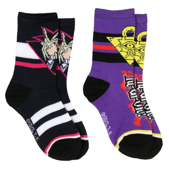 Yu-Gi-Oh! Boys' Socks Yami Yugi Pyramid Of Light 2 Pairs Kids Athletic Crew Socks
