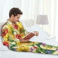 thumbnail image 6 of Yiaed Sunflower Cornflower Poppy Print Men’s Pajamas Set - Long Sleeve Button Down Sleep Shirt and Pajama Bottoms Sleepwear Set Mens Pjs Sets Men's Pajama Bottoms-Large, 6 of 7