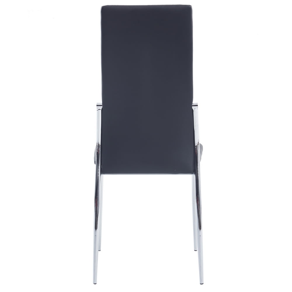 Kepooman 4 Pcs Modern PU Leather Dining Chairs with Padded Seat & High Back, Black Kepooman 4 Pcs Modern PU Leather Dining Chairs with Padded Seat & High Back, Black