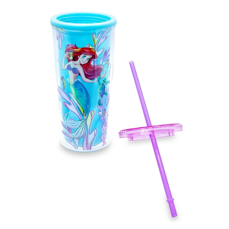 Disney Store The Little Mermaid Ariel Tumbler with Straw Cup Plastic With  Water