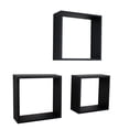 thumbnail image 1 of Jessar - Ensemble de 3 Tablettes Flottantes Carrées, de la Collection Fairview, Noir, 1 of 3