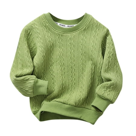 

Aompmsdx Toddler Children Kids Baby Boys Girls Solid Round Collar Knitted Thick Sweater Pullover Blouse Tops Outfits Clothesdress