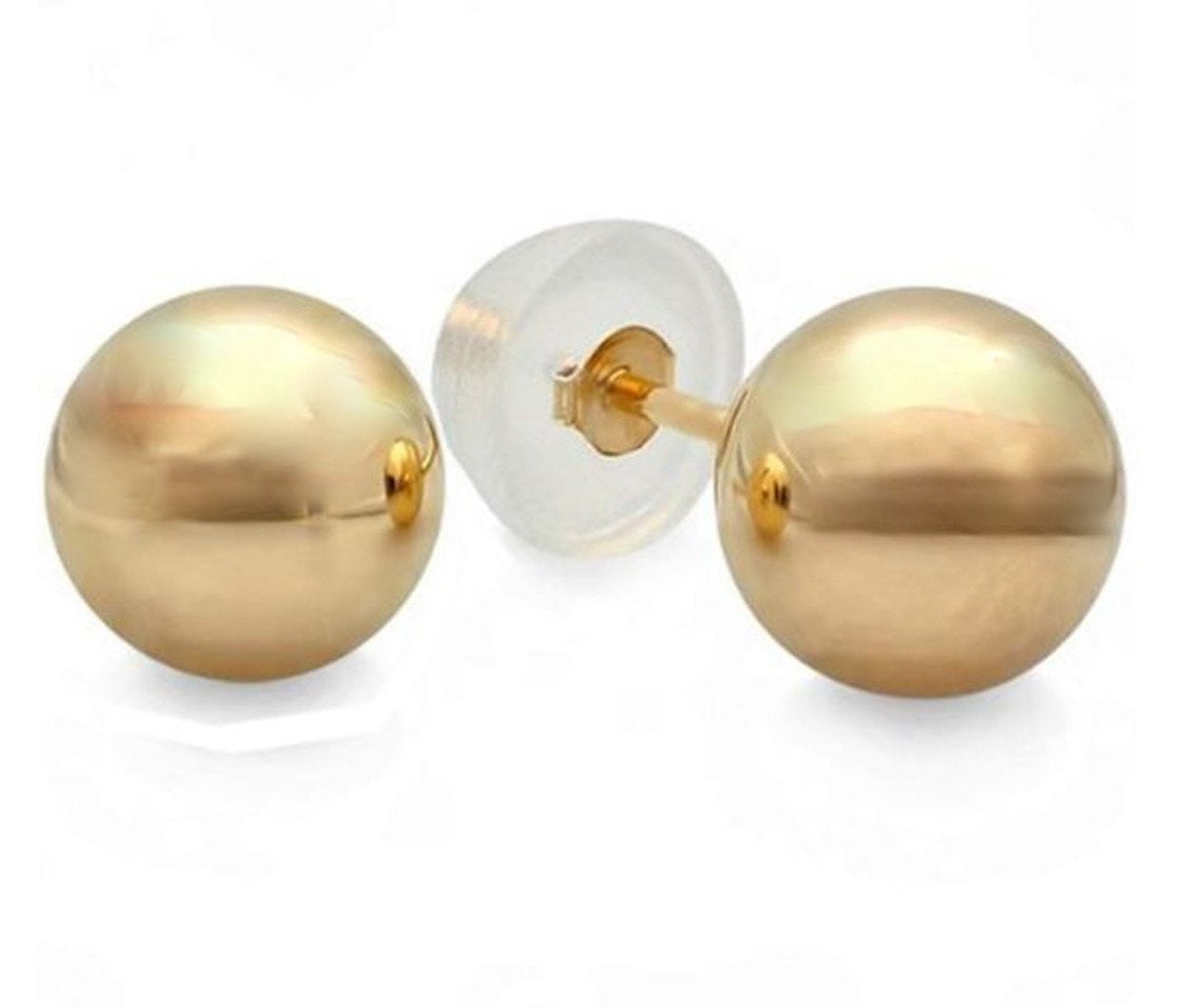 JewelMore 14Karat Solid Gold Ball Stud Earrings 3MM