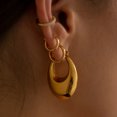 thumbnail image 5 of Pendientes de aro gruesos de acero inoxidable para mujer, joyería Vintage chapada en oro, textura gruesa, círculo geométrico, brillante, moda, 5 of 5
