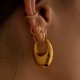 thumbnail image 5 of Pendientes de aro gruesos de acero inoxidable para mujer, joyería Vintage chapada en oro, textura gruesa, círculo geométrico, brillante, moda, 5 of 5