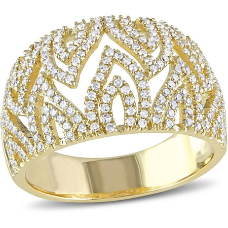 Miabella 5/8 Carat T.W. Diamond 14kt Yellow Gold Flame Design Ring