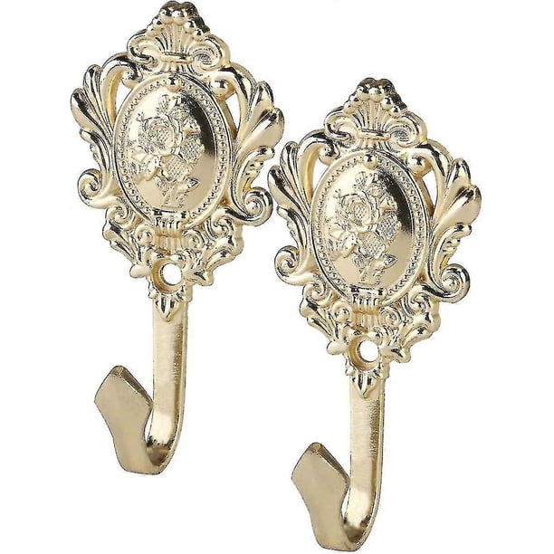 2pcs Zinc Alloy Drapery Vintage Rose Design Curtain Tieback Hold Back Hooks(white) SXQ