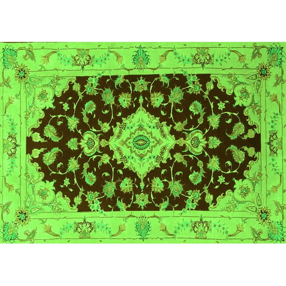 Ahgly Company Indoor Rectangle Medallion Green Traditional Area Rugs, 8' x 10'