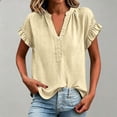 thumbnail image 2 of Womens Summer Tops Short Sleeve V Neck Simple Casual Blouse Daily All Match Daily Tops, 2 of 6