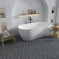 Stellare 11 x 13 in. Honed Charcoal Gray, White Terrazzo, Marble Mosaic Triangle Wall and Floor Tile (4.77 sq ft/case) - 5 Pack