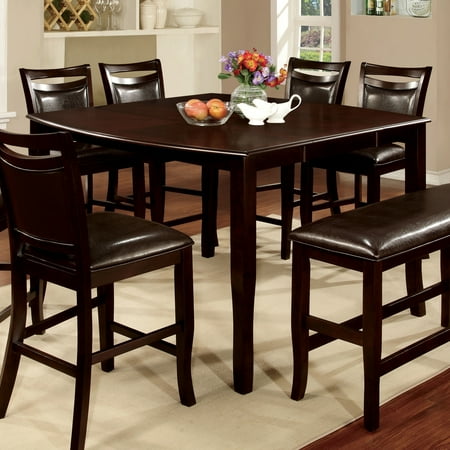 - Furniture of America Clemmine Espresso Wood Counter-height Contemporary Extendable Table with 18-inch Leaf