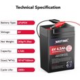 thumbnail image 2 of NASTIMA 6V 4.5Ah Rechargeable Lithium Iron Phosphate Battery, 2000+ Cycles LiFePO4 Battery Pack for Emergency Light, Lantern, Kids Ride On Car, Deer Game Feeder, 2 of 7