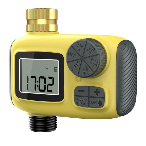 Advanced Sprinkler Timer with Child Lock - 3 Custom Plans & 15-Day Rain Delay - Automatic Water Flow Meter for Garden Irrigation System (Fits 3/4" Hoses)