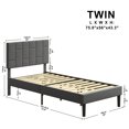 LIKIMIO Twin Bed Frame with Upholstered Headboard and Wood Slat Support, Platform Bed for Teen