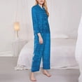 thumbnail image 3 of Picia Blue Christmas Pattern Women’s Long-Sleeve Sleepwear Set - Soft 2-Piece Loungewear with Pockets, Comfy PJs for Relaxing Nights-X-Large, 3 of 7