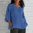 thumbnail image 2 of Womens Plus Size Tunic Blouses Summer Cotton Linen Tee Shirts Plain Basic Causal Short&nbsp;Sleeve&nbsp;Tunics&nbsp;Tops V Neck T Shirts Oversized Loose Flowy Tunics Workout Sport Yoga Clothes, 2 of 6