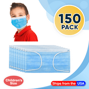 Disposable Kids Face Mask Child Size Print Pleated 3 Ply - 150 pieces Children Size Blue Masks
