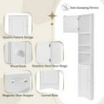 thumbnail image 4 of Tall Narrow Cabinet Free Standing Bathroom Storage Tower Cabinet White Slim Pantry Cabinet with Open Shelves and Door Adjustable Shelf Space Saving Corner, Bathroom Corner Cabinet Side Storage Cabinet, 4 of 7