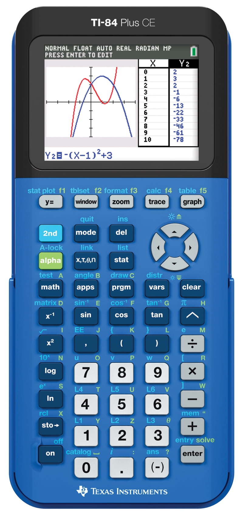 Texas Instruments TI84 Plus CE Graphing Calculator, Blue