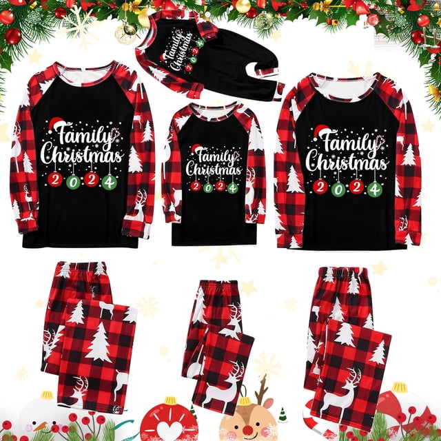 Vente de Liquidation! Pyjamas de Noël Assortis pour Famille Noël 2024 Imprimé Manches Longues Pull Décontracté Col Rond Chandail à Capuchon pour Enfants Pyjamas de Noël Blanc Taille Enfant : 8-9 Ans