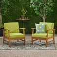 thumbnail image 2 of GDF Studio Abena Outdoor Acacia Wood Club Chairs with Cushions, Set of 2, Teak and Green, 2 of 12