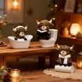 thumbnail image 1 of Lindo juego de figuras de vaca | Decoración de resina de 3 piezas para el hogar, escritorio o regalo | Estilos de bufandas para leer y bañarse | Adorables adornos de animales para sala de estar,, 1 of 9