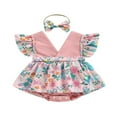 thumbnail image 1 of PENGXIANG Baby Easter Sleeveless V Neck Romper Dress with Bow Headband Set, 1 of 5
