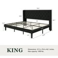 thumbnail image 2 of Amolife King Size Upholstered Platform Bed Frame with Fabric Diamond Deluxe Wingback Headboard, Black, 2 of 9