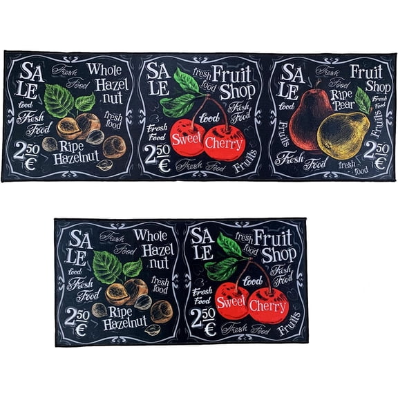 Kitchen Rug Set of 2, Farmhouse Kitchen Rug, Sunflower Kitchen Mat,Kitchen Rugs and Mats Non Skid Washable 16 x 31.5 in 16 x 47.3 in (Fruit Rugs)