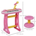 thumbnail image 3 of Qaba Clavier de Piano Jouet pour Tout-Petits avec Tabouret d'Assise Inclus, Rose, 3 of 10