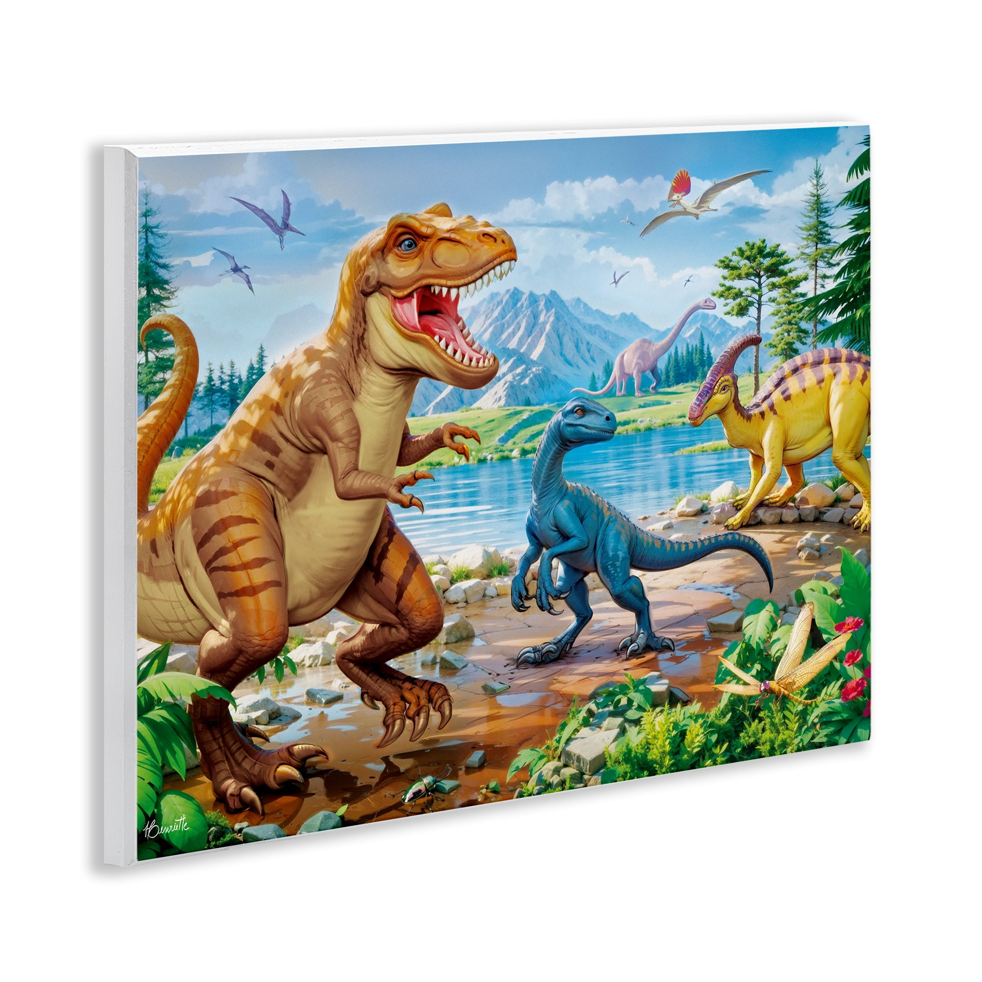Stupell Industries Lush Jurassic Lakeside Wall Plaque Art, design by Henriette Chinaglia