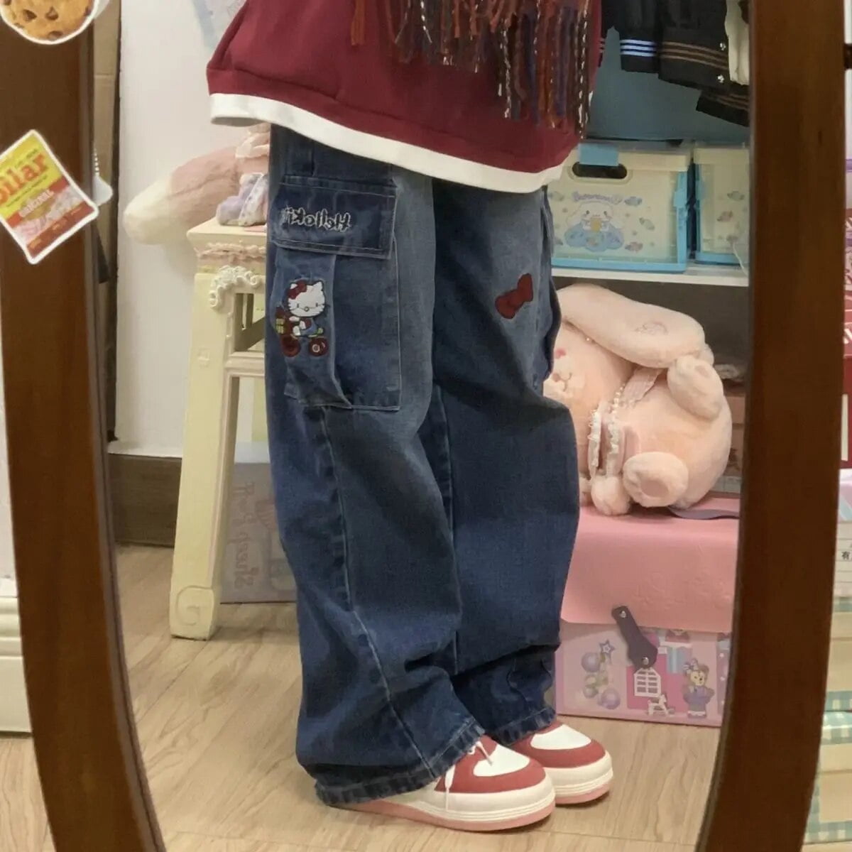 Veste En Jean Hello Kitty Fille Taille 4 - Marque Sanrio - Bleu Denim - Manches Longues - Occasion Très Bon état