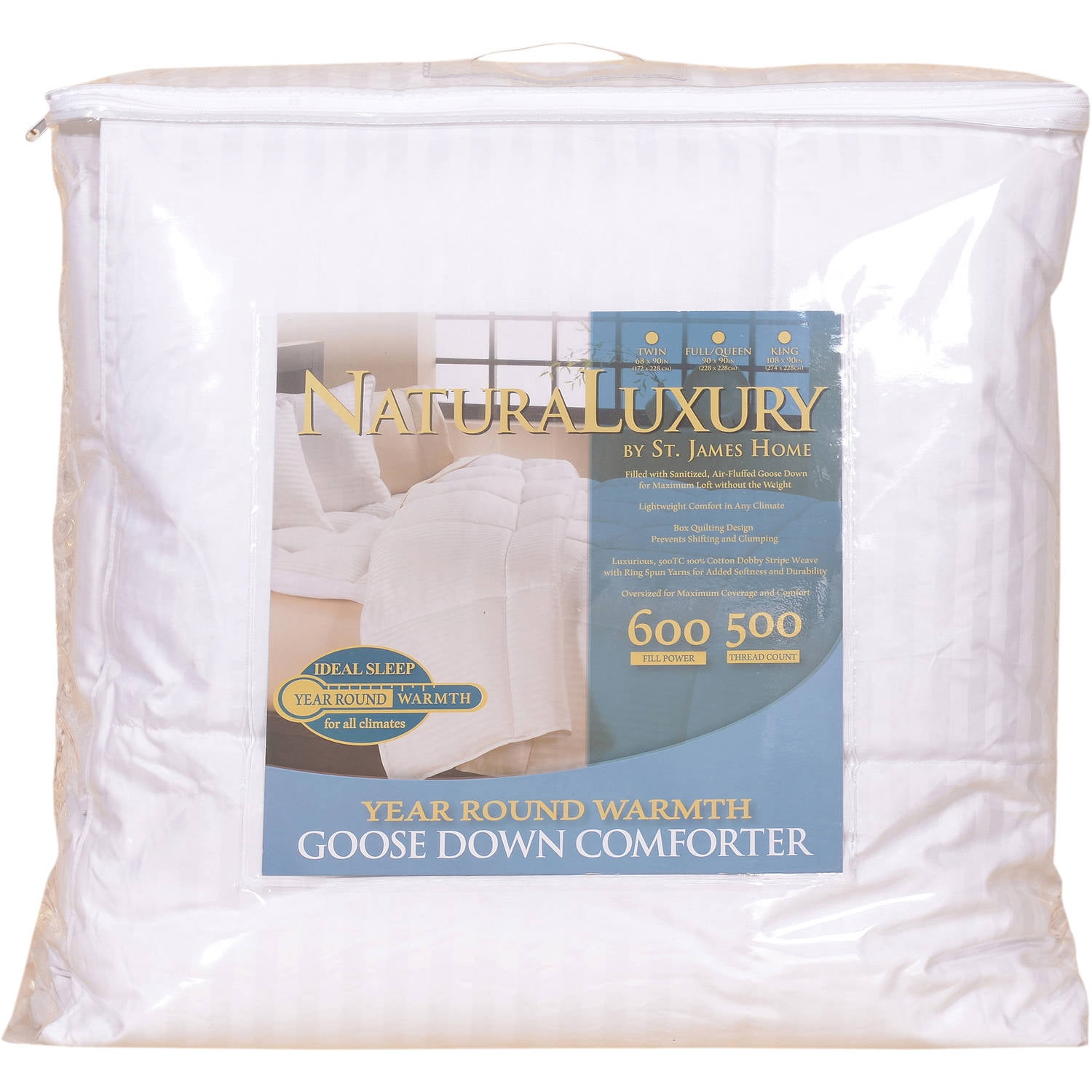 St James Home White Goose Down Comforter, 500 Thread Count - King
