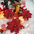 thumbnail image 3 of Flores artificiales de Navidad brillo Poinsettia con Clips XUQIANG adornos de árbol de Navidad, 3 of 5