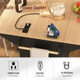 thumbnail image 4 of 55.7'' Large Kitchen Island Cart with 2 Drop Leaf, Rolling Kitchen Cart on 5 Wheels with Power Outlet, Folding Storage Dining Table for Kitchen, Dining Room, Black, 4 of 10