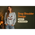 thumbnail image 2 of vzibsiv Womens Fall Pumpkin Face Rhinestone Sweatshirt Loose Fit Long Sleeve,Gray M, 2 of 5