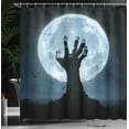 thumbnail image 4 of Ambesonne Halloween Shower Curtain, Zombie Grave, 69"Wx70"L, Blue Black, 4 of 5