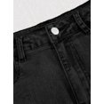 thumbnail image 4 of Womens Dark Grey Washed Denim Mini Skirt With Cuffed Hem And Front Pockets, 4 of 6