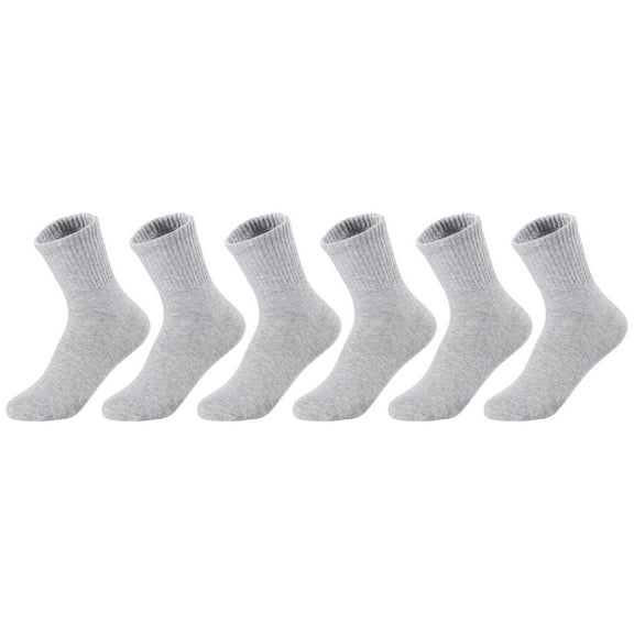 Lian LifeStyle Unisex Children Adult 6 Pairs Combed Cotton Crew Socks JH0108 Large (15Y to Adult Size 6-10) Grey