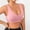 Pink, variant on FITORON Womens Seamless Ribbed Sports Bra Medium High Support Workout Top Racerback V Neck Yoga Bra Black,Size M