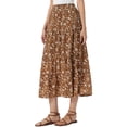 thumbnail image 4 of INSPIRE CHIC Flowy Maxi Skirt for Women Summer Elastic High Waisted Casual A-Line Long Skirts M Brown, 4 of 6