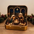thumbnail image 4 of Mini Nativity Set in a Tin Box - Handcrafted Pocket Size Christmas Diorama Scene Gift Tin - Miniature Holiday Figures, Christmas Decoration Indoor for Home Gifts Decor Design B, 4 of 8