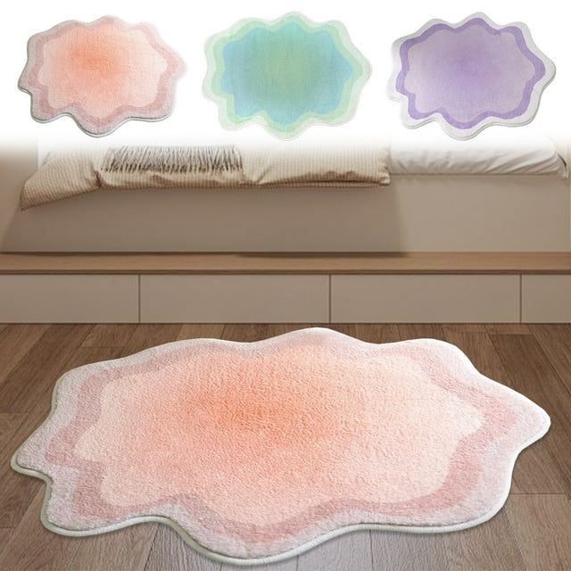 Fiudx Alfombra con Degradado, Colorida Alfombra de Poliéster, Tecnología Antideslizante, Tacto Suave y Cálido, Versátil Protector de Suelo, Ideal para Sala de Estar, Dormitorio, Cocina y Baño, 80 X 5