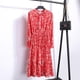 thumbnail image 1 of 2022 Women Blue StripedLong Sleeve neck Basic Dresses Button Split Pleated DressXXS Gao Jinjia LED, 1 of 2