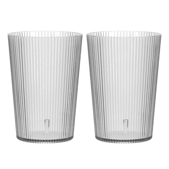 Uxcell Clear Plastic Reusable Drinking Glasses, 5.1oz Ribbed Drinking Glasses Set Plastic Water Cup Unbreakable Stackable for Beer Cocktail Water Juice Whiskey(Gray, 2Pcs)