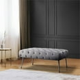 thumbnail image 2 of Bria Velvet Tufted Bench Grey, 2 of 4