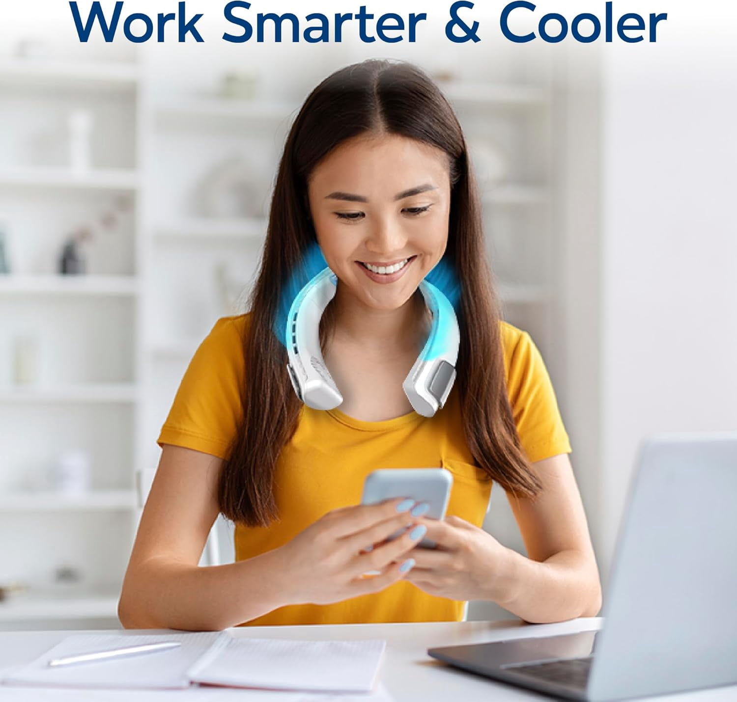 Arctic Air Cool Touch - Portable Handheld Fan, Mini USB Rechargeable, Compact & Lightweight, 4-Speed Adjustable, Battery-Powered, Quiet & Perfect for Travel & Outdoor, White Color, AACTFW-MC12/4