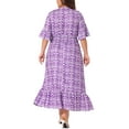 thumbnail image 4 of DARING DIVA Plus Size Bell Sleeve Ruffled Hem Boho A Line Long Dress 1X Purple, 4 of 6