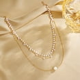 thumbnail image 4 of Cterwk 14K Gold Plated Pearl Necklaces for Women Layered Pearl Necklaces Dainty White Pearl Choker Pendant Jewelry Set, 4 of 5