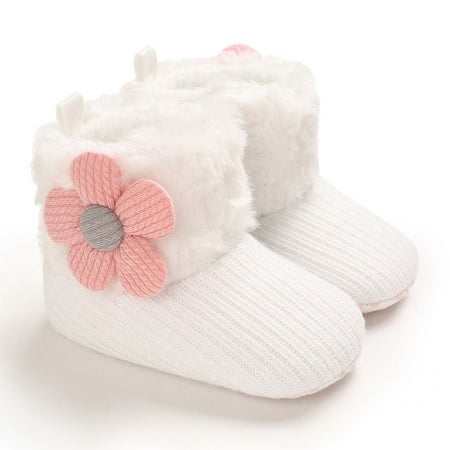 

Leutsin Toddler Shoes Baby Girls Cute Flowers Boots Baby Soft Cotton Shoes Warm Shoes